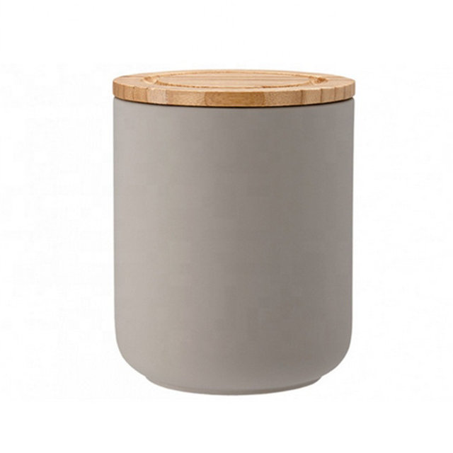 pot en céramique noire avec couvercle en bambou Stockez des biscuits de bonbons café Pot en céramique