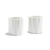 Tasse à bougie en céramique à bande gaufrée blanche
