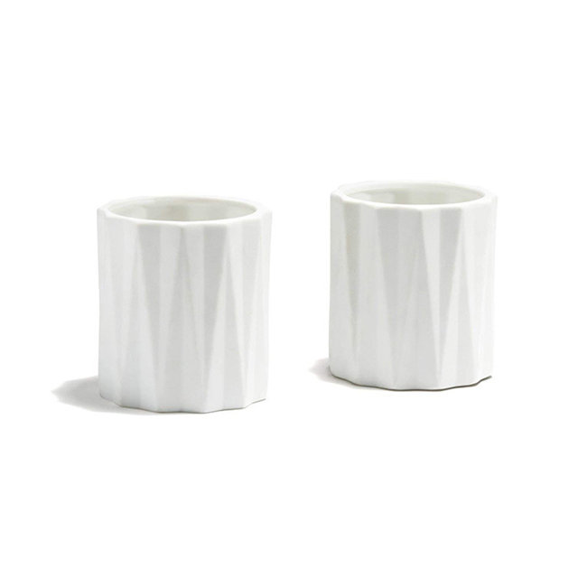 Tasse à bougie en céramique à bande gaufrée blanche