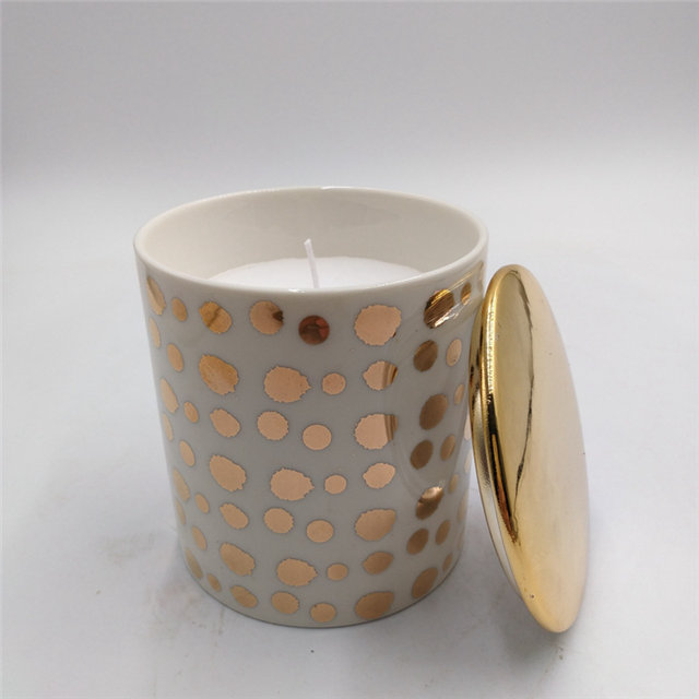 for love Allumer un feu romantique Couvercle plaqué or Imprimé Motif noble et élégant Noble et élégant Pot à bougie en céramique