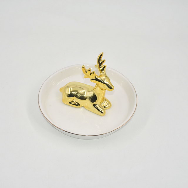 Or Milu cerf Design décor à la maison cadeau bijoux présentoir plateau cadeau de mariage porte-bague en céramique plateau de bibelot personnalisé