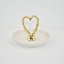 Coeur Statue décor à la maison cadeau bibelot plateau présentoir de bijoux cadeau de mariage porte-bague en céramique