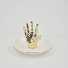 Conception de la main dorée décor à la maison cadeau plateau d'affichage de bijoux cadeau de mariage porte-bague en céramique plateau de bibelot personnalisé