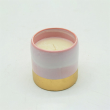 Bougie en céramique design moucheté rose et or plaqué rose