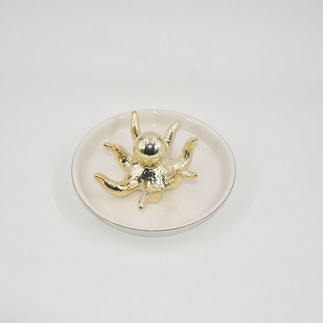 Haute qualité décoration de mariage cadeau plateau à bijoux bibelot plateau en céramique porte-bague bijoux