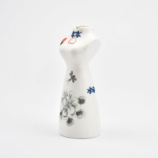 OEM Pure peinture à la main moderne femme caractéristique décor à la maison décoration fleur porcelaine vase de mariage en céramique