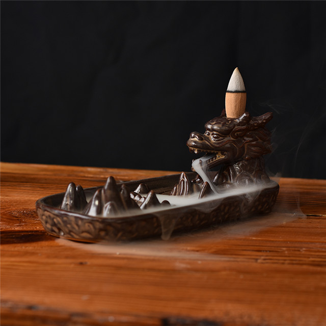 Fil encens douille en céramique cascade Reflux encens dragon visages dragon en céramique doigts Citron Dragon reflux brûleur d'encens