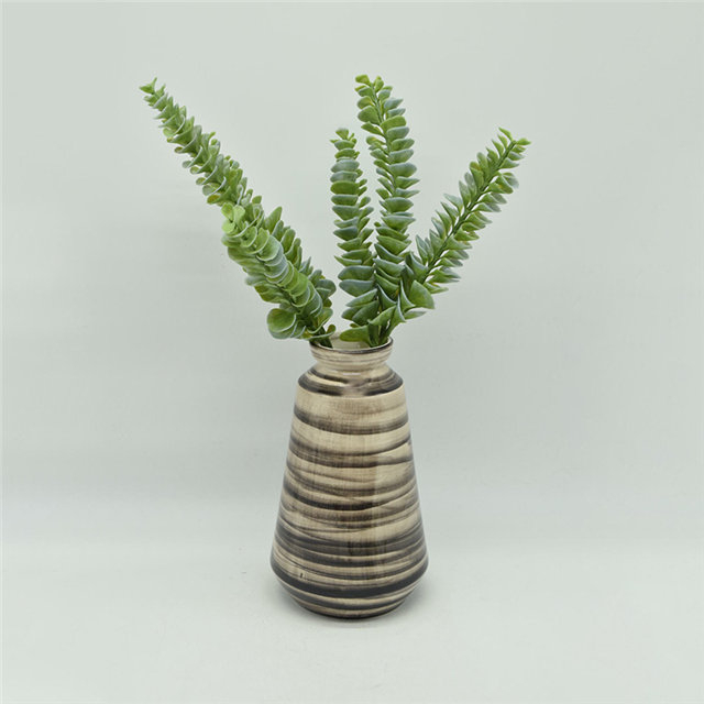 Décoration d'ameublement Vase en céramique de table Décoration de bureau Polyhédrose Vase en céramique noir et jaune