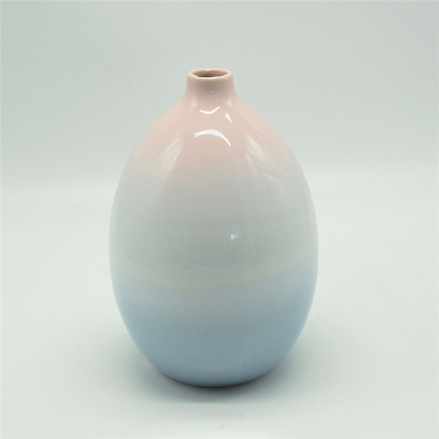 Décoration d'ameublement de table Vase en céramique décoration de bureau polyédrose Vase en céramique Ellipse bleu et rouge