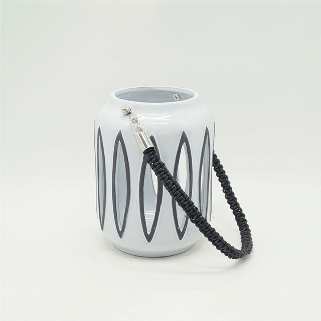 cylindre en céramique de style citrouille évider lanterne ouragan