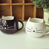 Tasse à café ou tasse de thé en céramique de style félin de couleur noire ou blanche