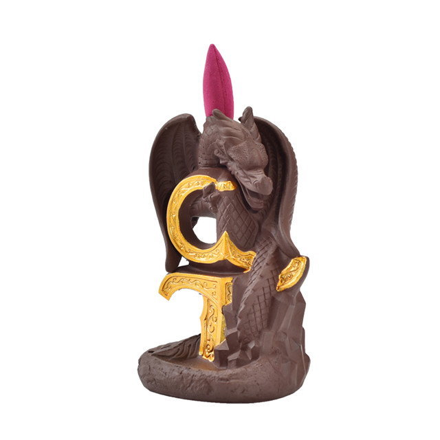 Fil douille d'encens cascade en céramique reflux encens dragon en céramique portant un brûleur d'encens à reflux d'épée