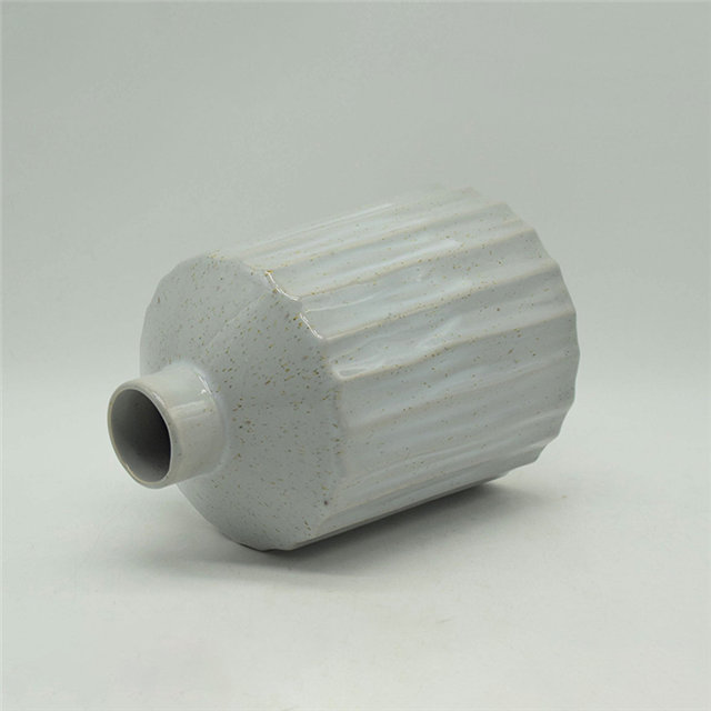 Décoration d'ameublement de table Vase en céramique décoration de bureau polyédrose Vase en céramique blanc gris