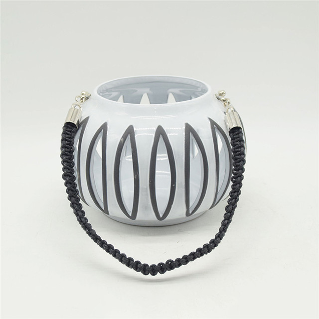 Type de suspension Style citrouille en céramique évidant la lanterne d'ouragan