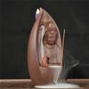 Ameublement Décorer Statue en céramique Brûleur d'encens à reflux en céramique guanyin doré