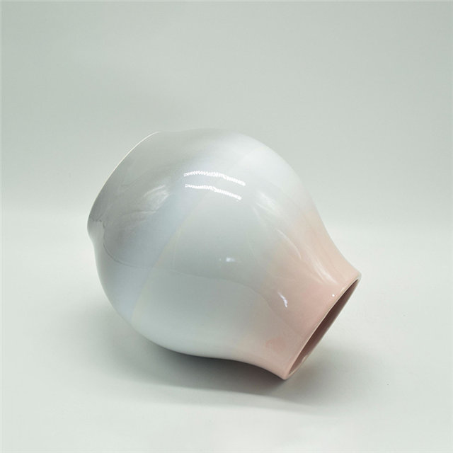 Décoration d'ameublement de table Vase en céramique décoration de bureau polyédrose Vase en céramique Ellipse bleu et rouge