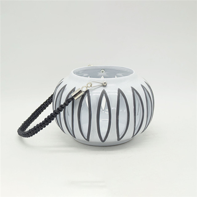 Type de suspension Style citrouille en céramique évidant la lanterne d'ouragan