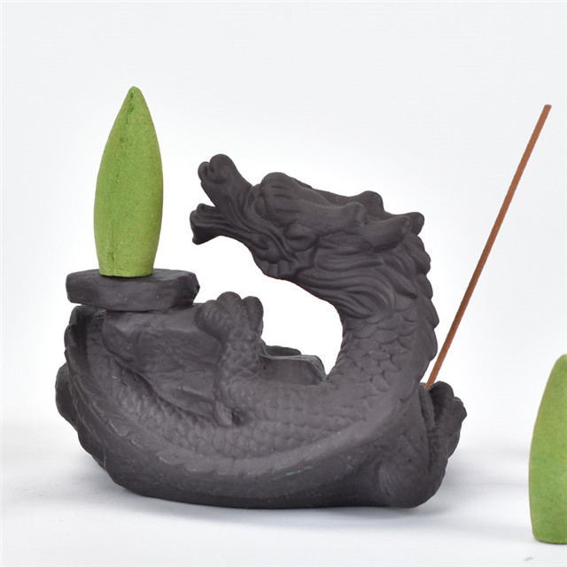Fil encens douille en céramique cascade reflux encens Dragon fait face à la lune en céramique doigts Citron Dragon reflux brûleur d'encens