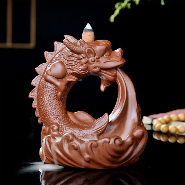 Fil encens douille en céramique cascade reflux encens dragons pulvériser de l'eau en céramique à doigts Citron Dragon reflux brûleur d'encens