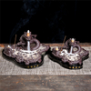 Fil encens douille en céramique cascade reflux encens deux dragons gambader perle en céramique doigts Citron Dragon Backflow brûleur d'encens