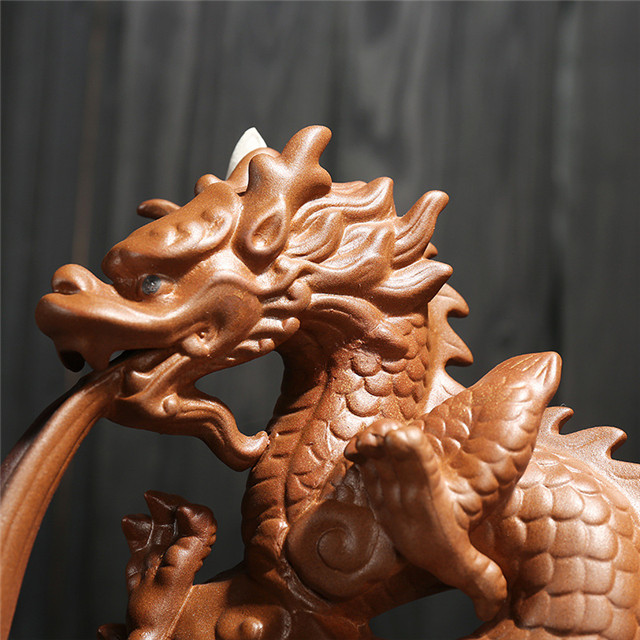 Fil douille d'encens cascade en céramique reflux encens grand dragon en céramique dragon brûleur d'encens à reflux