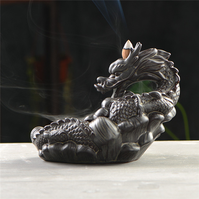 Fil Encens Douille En Céramique Cascade Reflux Encens Grand Dragon Dragon Jouer Perle En Céramique Doigts Citron Dragon À Refoulement Encens Brûleur