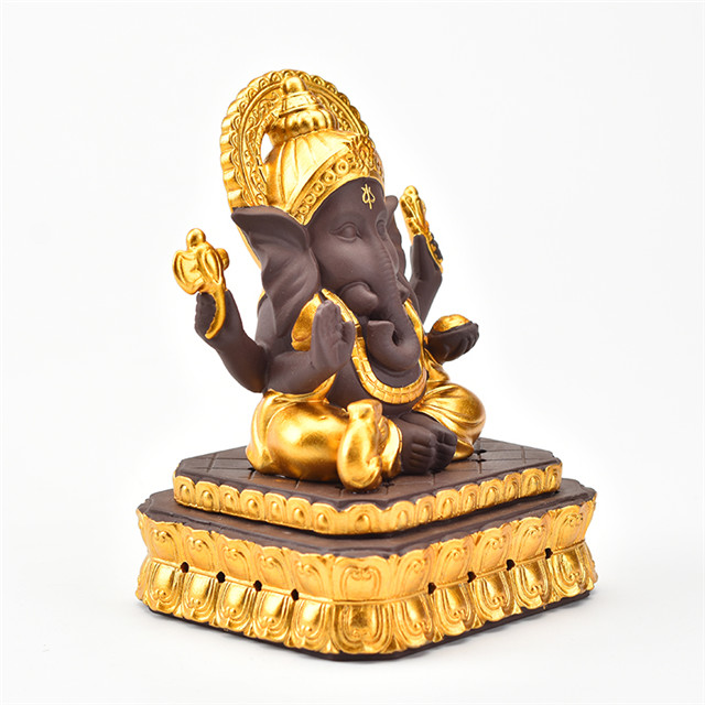 Céramique Golden Ganesha Brûleur encens Brûleur Supprovisionnelle de mariage Hauteur Cascade coulant refoulement 