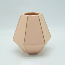 Décoration d'ameublement Vase en céramique de table Décoration de bureau Vase en céramique rose polyédrose