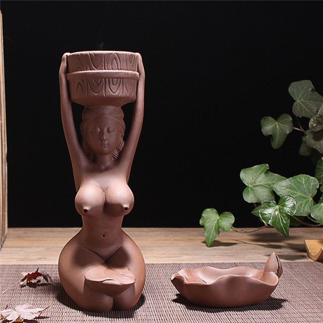 Brûleur d'encens en céramique de reflux de parfum de bain en céramique de déesse