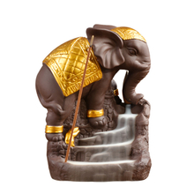 Ameublement décorer Statue en céramique éléphant d'or brûleur d'encens en céramique à reflux