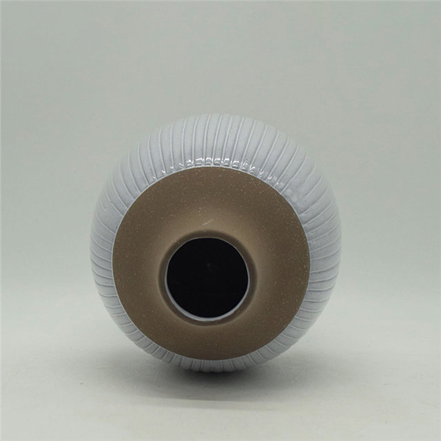 Décoration d'ameublement de table Vase en céramique décoration de bureau polyédrose décoration de bureau gris blanc Vase en céramique