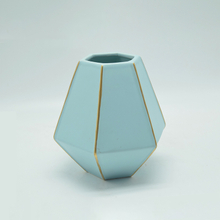 Décoration d'ameublement de table Vase en céramique décoration de bureau polyédrose Wathet Vase en céramique
