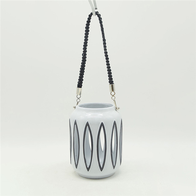 cylindre en céramique de style citrouille évider lanterne ouragan