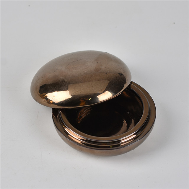 Boîte à bijoux en céramique de forme circulaire Boîte à bijoux circulaire en céramique dorée