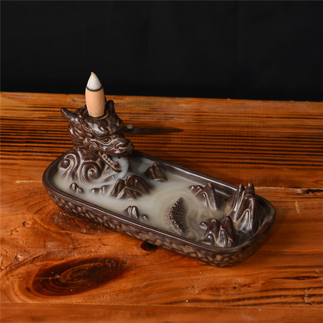 Fil encens douille en céramique cascade Reflux encens dragon visages dragon en céramique doigts Citron Dragon reflux brûleur d'encens