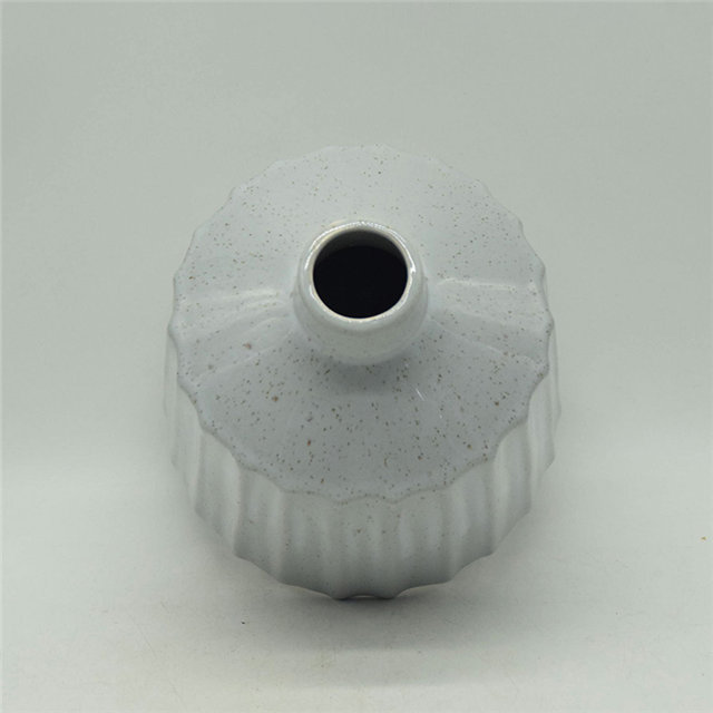 Décoration d'ameublement de table Vase en céramique décoration de bureau polyédrose Vase en céramique blanc gris