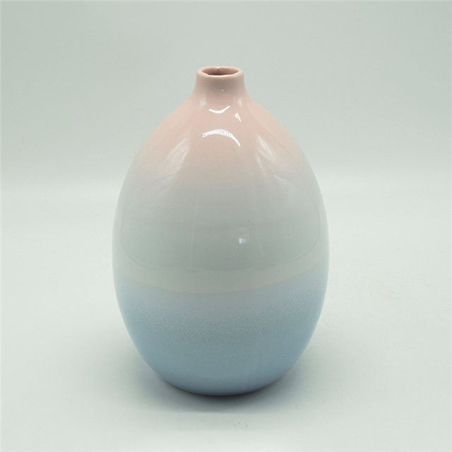 Décoration d'ameublement de table Vase en céramique décoration de bureau polyédrose Vase en céramique Ellipse bleu et rouge