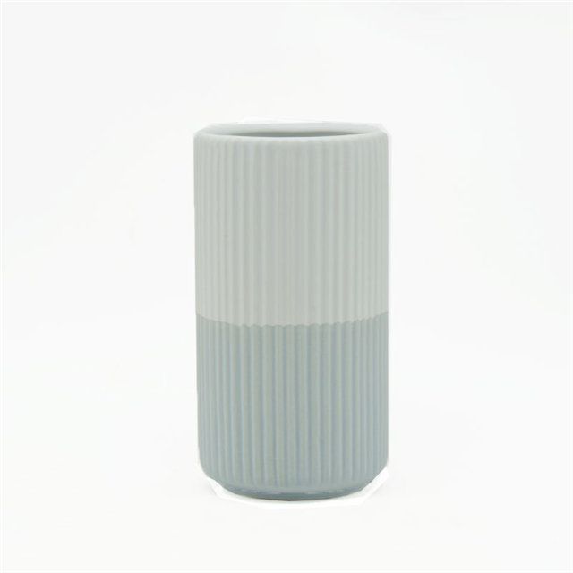 Décoration d'ameublement Vase en céramique de table Décoration de bureau Polyédrose Vase en céramique gris et blanc