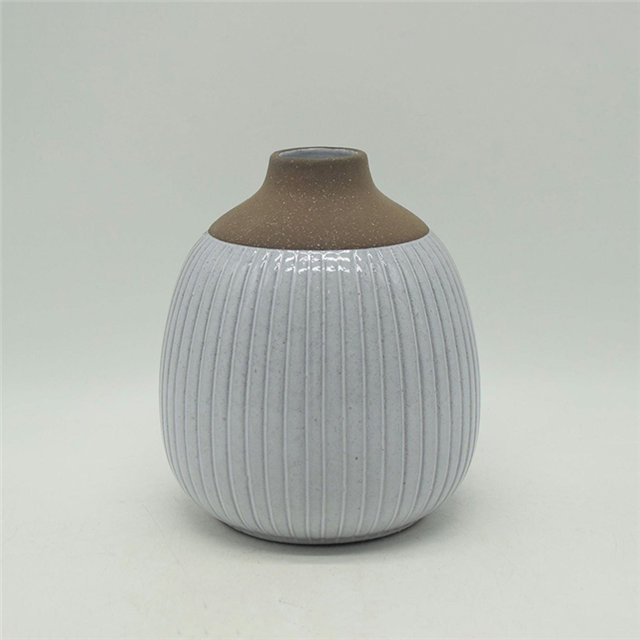 Décoration d'ameublement de table Vase en céramique décoration de bureau polyédrose décoration de bureau gris blanc Vase en céramique