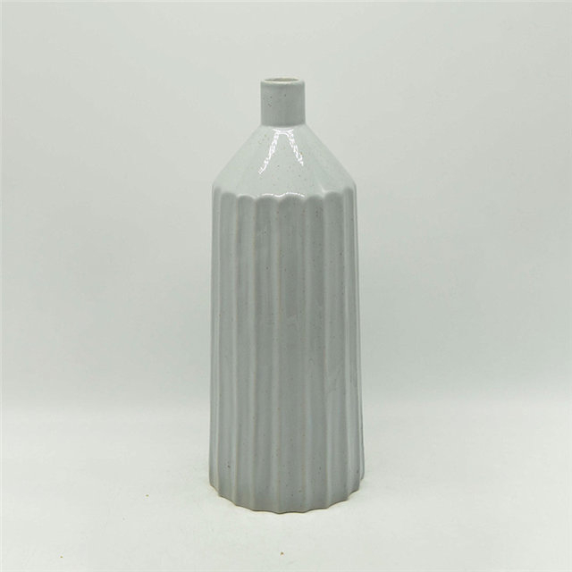 Décoration d'ameublement de table Vase en céramique décoration de bureau polyédrose Vase en céramique cuboïde gris blanc