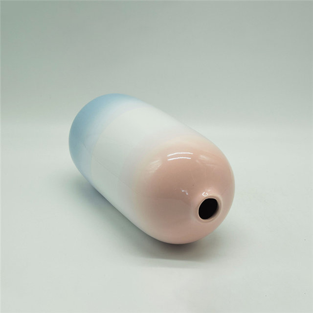 Décoration d'ameublement Vase en céramique de table Décoration de bureau Vase en céramique bleu et rouge de polyédrose