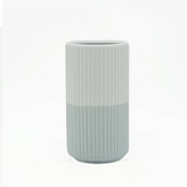 Décoration d'ameublement Vase en céramique de table Décoration de bureau Polyédrose Vase en céramique gris et blanc