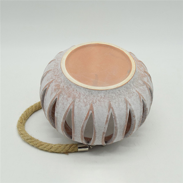 Décoration de la maison extérieure Meilleure vente de nouvelle suspension de couleur citrouille en céramique évidée lanterne