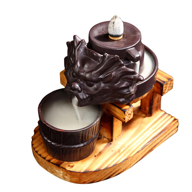 Fil encens prise en céramique cascade reflux encens Dragon natation en céramique doigts Citron Dragon reflux brûleur d'encens