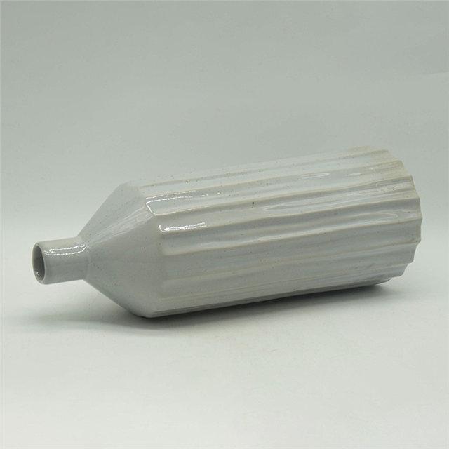 Décoration d'ameublement de table Vase en céramique décoration de bureau polyédrose Vase en céramique cuboïde gris blanc