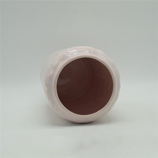 Décoration d'ameublement de table Vase en céramique décoration de bureau polyédrose vase en céramique cuboïde rose