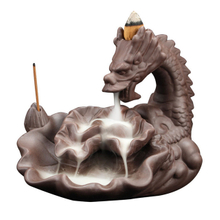 Fil douille d'encens cascade en céramique Reflux encens petit dragon en céramique brûleur d'encens à reflux