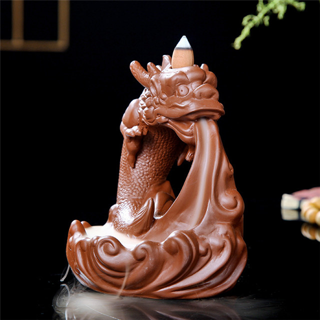 Fil encens douille en céramique cascade reflux encens dragons pulvériser de l'eau en céramique à doigts Citron Dragon reflux brûleur d'encens
