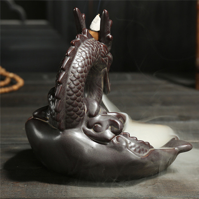 Filetage encens socket céramique cascade reflux encens grand dragon céramique céramique dragon dragon dragon backflow brûleur d'encens