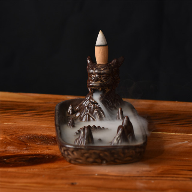 Fil encens douille en céramique cascade Reflux encens dragon visages dragon en céramique doigts Citron Dragon reflux brûleur d'encens